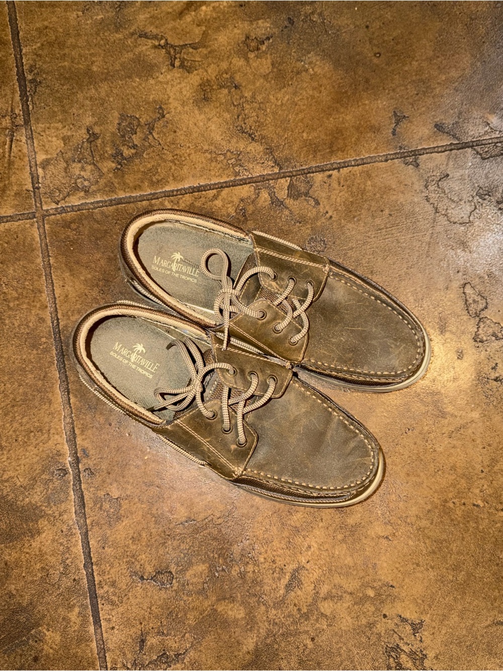 Margaritaville Distressed Leather Boat Shoes Size 12 🪵⚓️